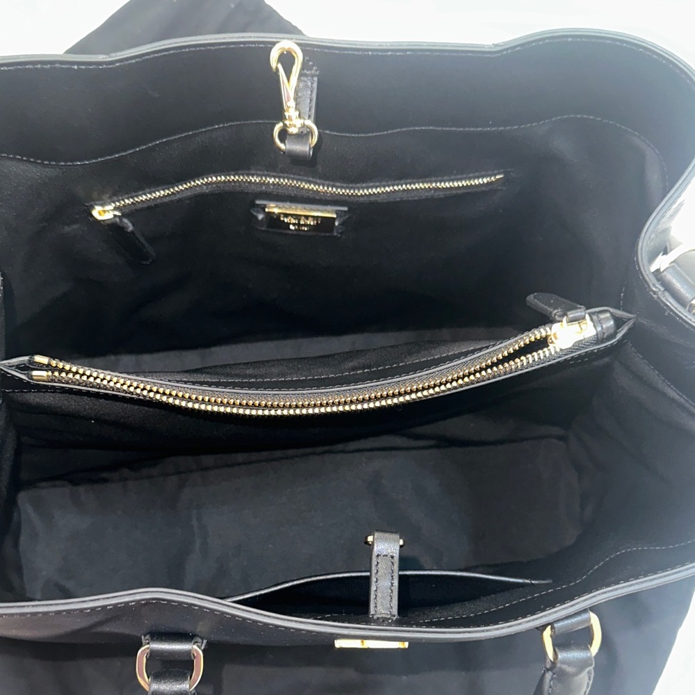 Ralph Lauren Black Leather Tote with Gold Accents - Picture 7 of 9